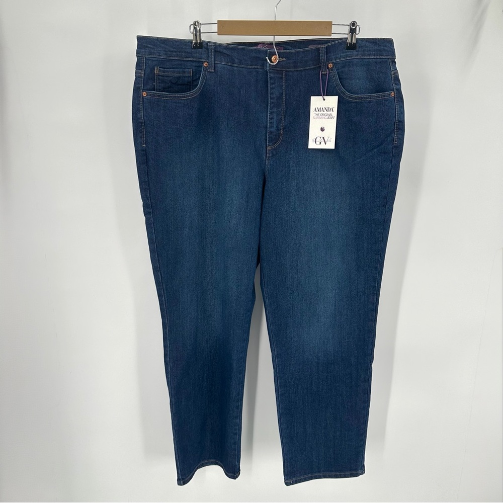 Gloria Vanderbilt Jeans Womens 20W Average Plus Dark Blue AMANDA Slimming NEW